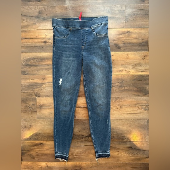 SPANX Denim - SPANX Distressed Skinny Ankle Jeans – Dark Wash – Size S/P